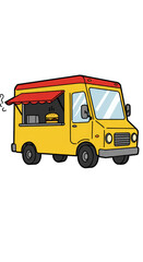 Isolated Yellow Food Truck Mobile Streetfood Vendor Fastfood Vehicle
