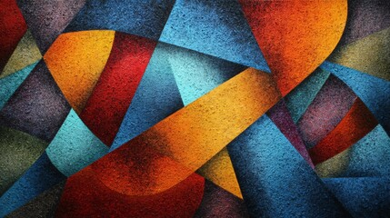 Fototapeta premium Bold geometric abstract design featuring contrasting warm and cool colors with sharp angular shapes.