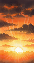 sunset in the mountains