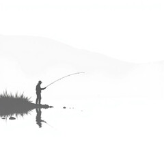 A fisherman casting into misty morning waters