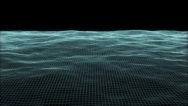 Ocean wireframe white blue abstract Background.Ocean wireframe digital style effect background
