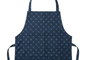 Isolated Navy Blue Apron with White Patterns Cooking Apparel Equipment