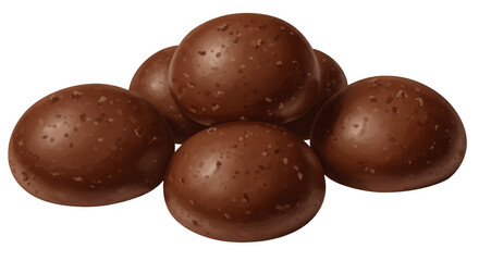 Isolated Pile of Sweet Chocolate Balls Candy Dessert Food PNG