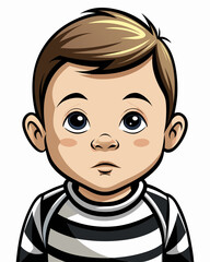 Fototapeta premium baby Boy realistic design and bold line black , white background ,full color