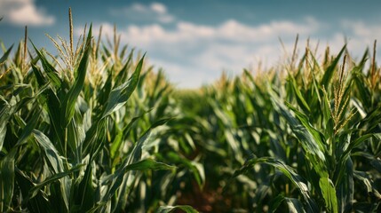 A Summer Field Of High Growing Green Corn