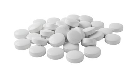 Pile of White Medicine Pills for Healthcare Treatment Transparent PNG