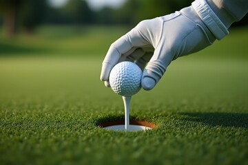 Golf Ball Placement on the Green A Golfer's Precision and Focus Before the Putt on a Sunny Day at the Course