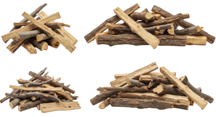 Fototapete Brennholz Textur Pile of Wood Logs Firewood Timber Fuel Tree Trunks Isolated PNG  © Juan