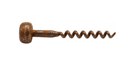 Isolated Old Rusty Screw a Antique Metal Tool on Transparent