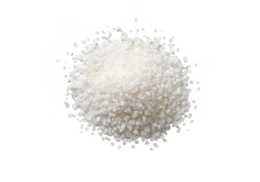 Pile of White Crystal Salt Ingredient Isolated on Transparent Background