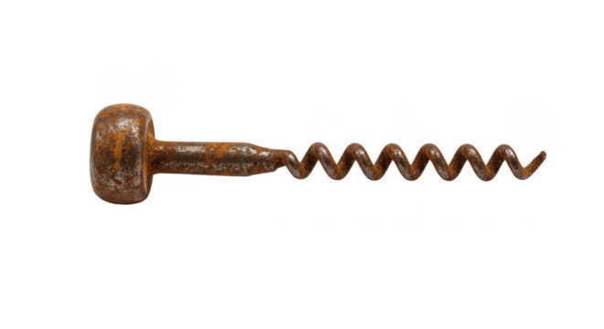 Isolated Old Rusty Screw a Antique Metal Tool on Transparent