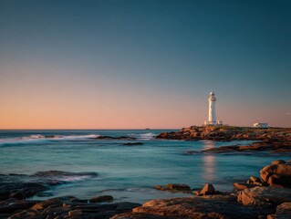 Fototapeta premium A Third Tranquil Sunset At A Lighthouse With Pastel Colors