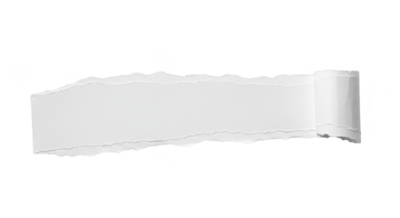 Isolated Torn White Paper Scrap with Rough Edge on Transparent Backdrop