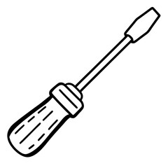 Screwdriver line art vector ion on white background.