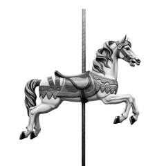 Isolated Transparent Illustration of White Antique Carousel Horse Illustration
