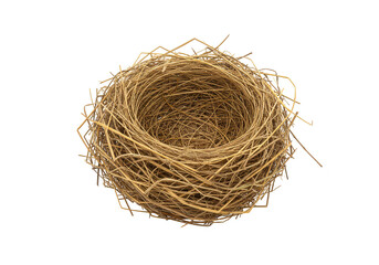 Obraz premium Isolated Transparent Nest Empty Bird Nest Made Of Brown Straws Twigs