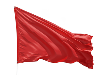 Isolated Red Waving Flag Sign On Transparent Background Illustration