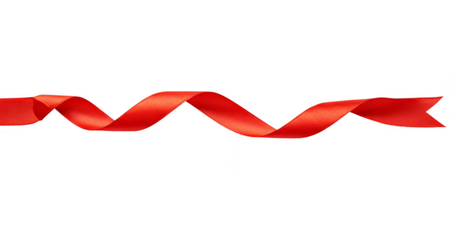 Isolated Transparent Red Ribbon Decoration Silk Fabric Holiday