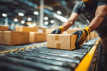 Efficient Package Handling Warehouse Industrial Process Logistics Environment Close-Up View Supply Chain Management