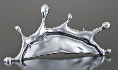 Silver liquid splash abstract metallic shape on dark background