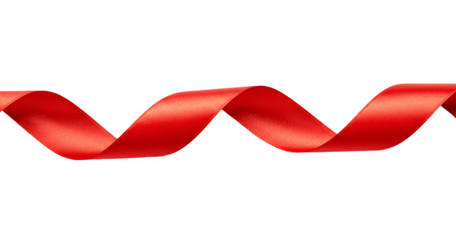 Red Spiral Ribbon Silk Tape Shiny Curve Cutout Decoration