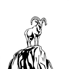 A bighorn sheep standing proudly on a cliff edge