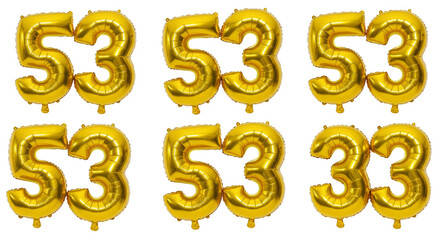 Shiny Golden Balloon Number 53 Symbolizes Festive Celebration PNG