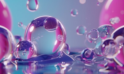 Surreal spheres and liquid in pastel hues abstract composition