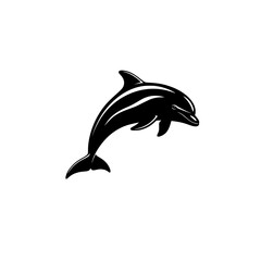 Fototapeta premium Dolphin vector art, marine mammal illustration, ocean life graphic, sea creature silhouette, animal drawing design