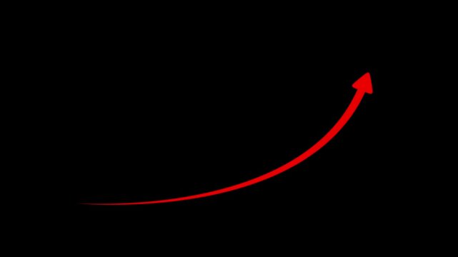 arrow rising transparent channel, Rising arrow.Animated of business growth icon animation. Business growth arrow animated video. 4K Video motion graphic animation.