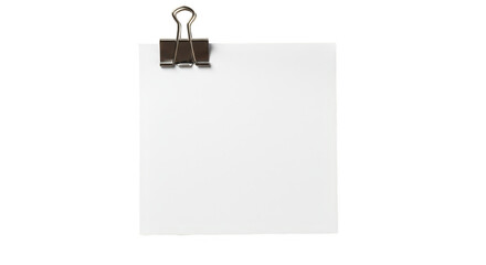 Isolated Square Blank White Clip Note Paper Message on Transparent Background
