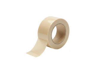 Isolated Roll of Beige Adhesive Tape for Packaging with Transparent BG