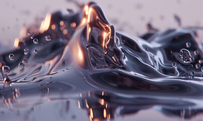 Water splash close up reflective liquid motion and abstract background