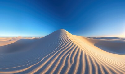 White sand dune under a clear blue sky landscape scene