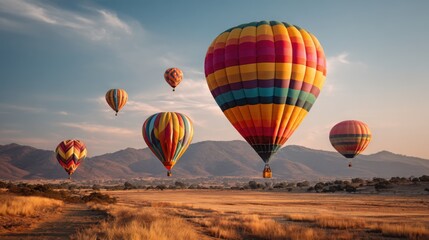 Obraz premium A Vibrant Sunrise With Hot Air Balloons