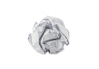 Isolated White Crumpled Paper Ball A Texture Background on Transparent