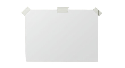 Isolated White Paper with Adhesive Tape Attached to the Corners