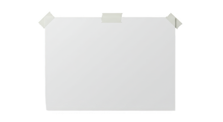 Isolated White Paper with Adhesive Tape Attached to the Corners