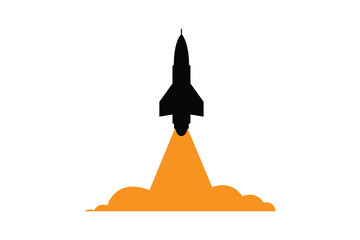 Missile launch icon with fiery trail in simple flat vector style. © Design lab 234
