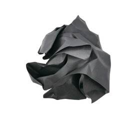 Crumpled black paper ball on transparent background png file