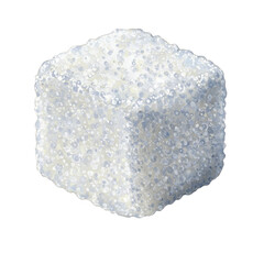 Isolated Sweet White Sugar Cube Crystal Granulated Food On Transparent