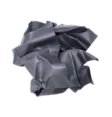 Crumpled black paper ball on transparent background png file