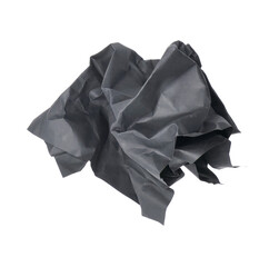 Crumpled black paper ball on transparent background png file