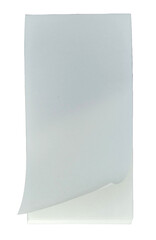 A blank notebook with a curved sheet of paper at the corner on transparent background png file