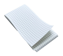 A blank notebook with a curved sheet of paper at the corner on transparent background png file