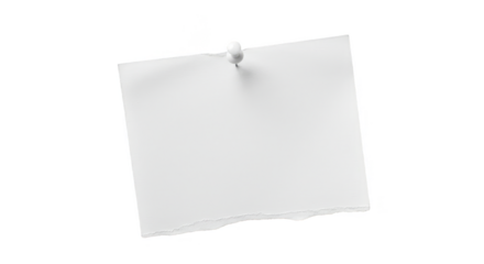 Isolated Torn White Note Paper Pinned Empty Memo Reminder Message