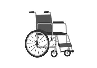 Wheelchair gray with large spoked wheels armrests