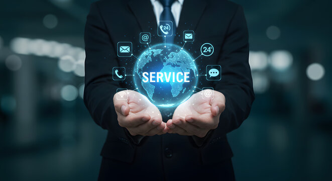 Global Customer Service Network Concept