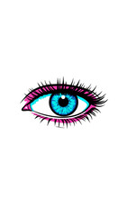 Pixel Art Blue Eye Illustration Glitch Effect Transparent Background