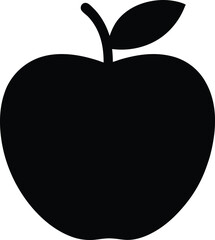 Apple silhouette icon EPS transparent, Simple Black Apple Icon Graphic vector